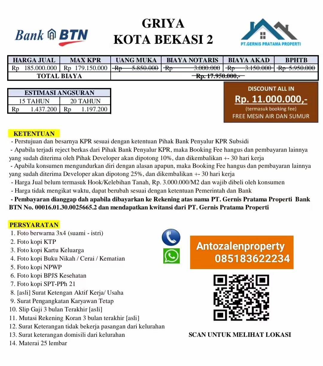 Pricelist Resmi Bank BTN Promo All-In 11 Jt