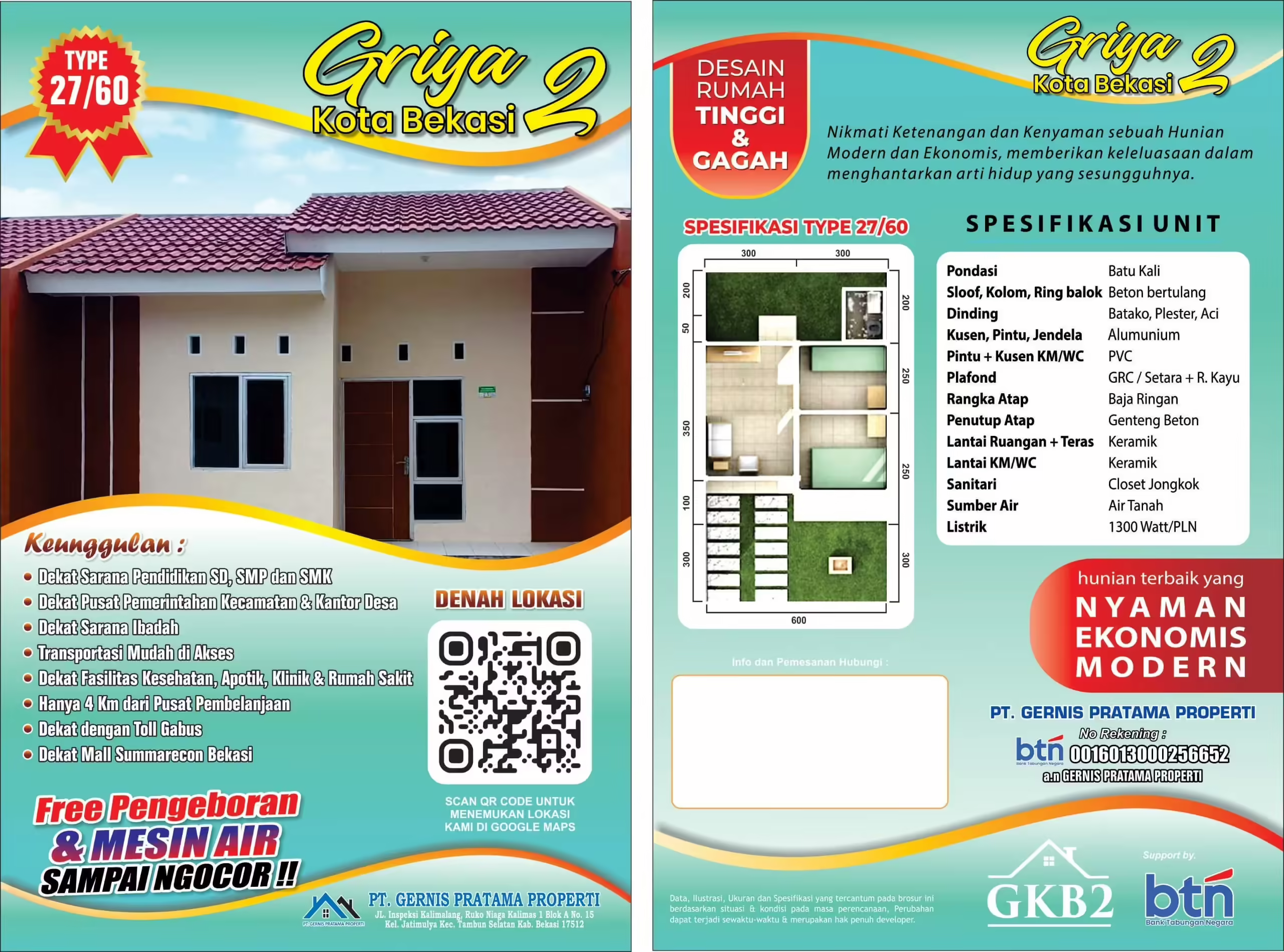 Brosur Lengkap Denah Tipe 27/60 & Spesifikasi